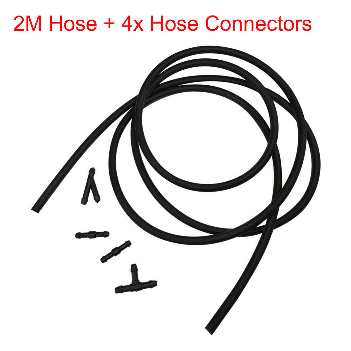 2M Windshield Wiper Washer Spray Hose with Connector TY For Nozzle Pump Black