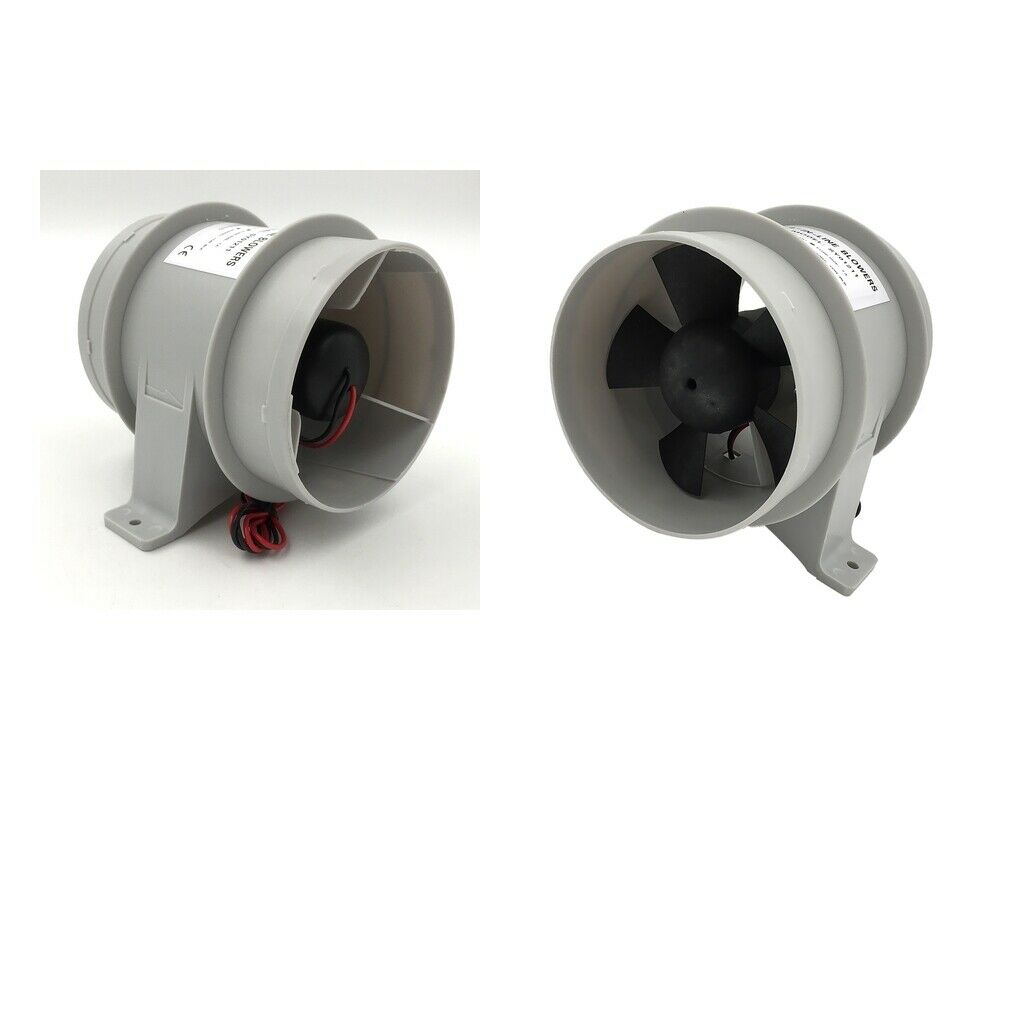Qty (2) 4" Inch Bilge Blower 12V DC Rule Inline Fan Marine Boat Ventilation