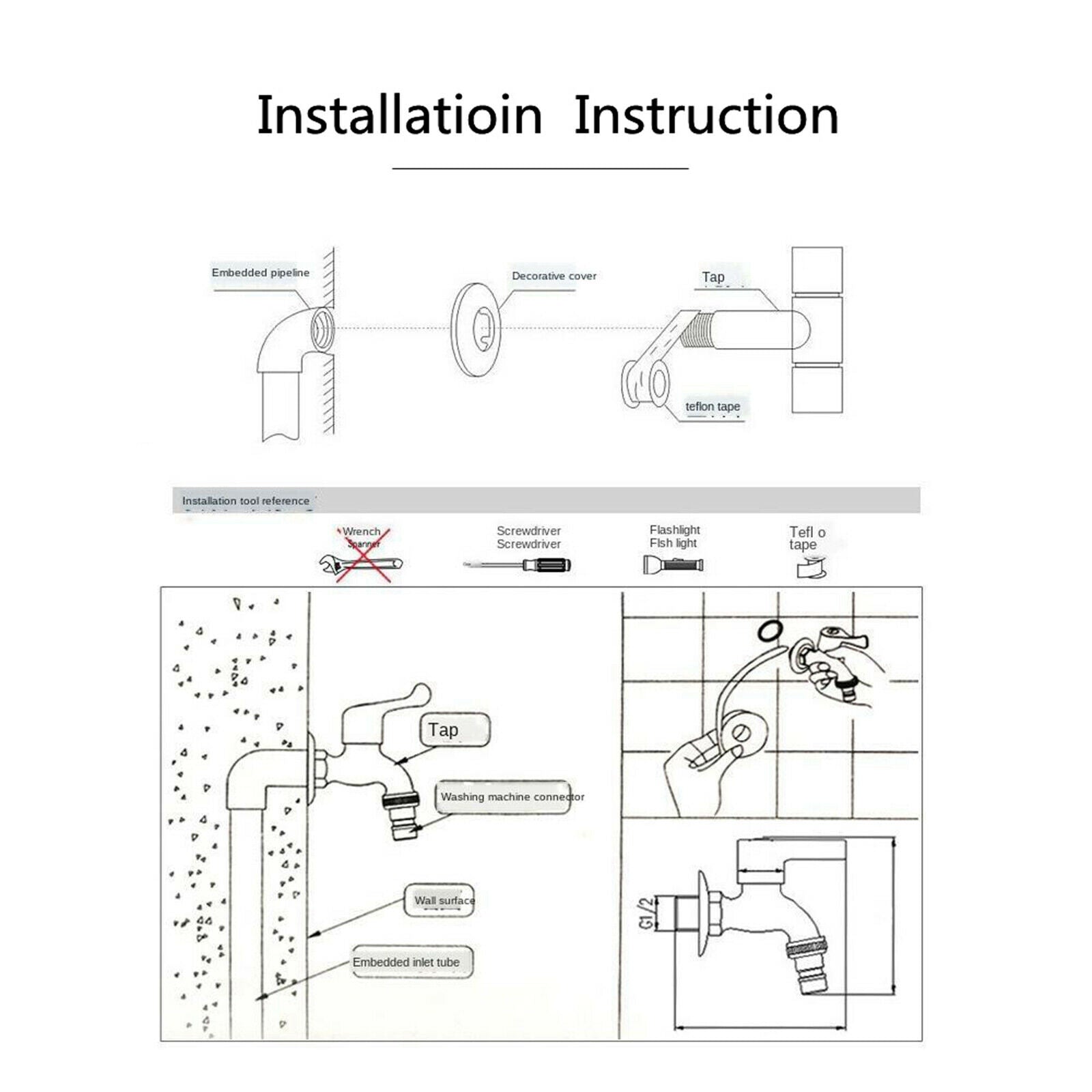 Water Tap Indoor Outdoor Faucet Garden Bibcock for Bathroom Titanium