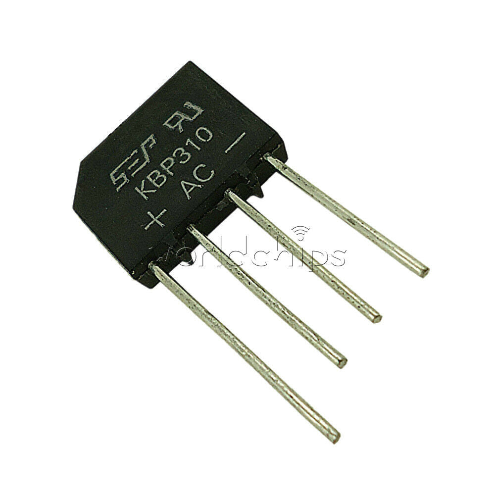 50PCS KBP310 SIP-4 3 Amp Bridge Rectifier 50 to 1000 Volts Replace RS310