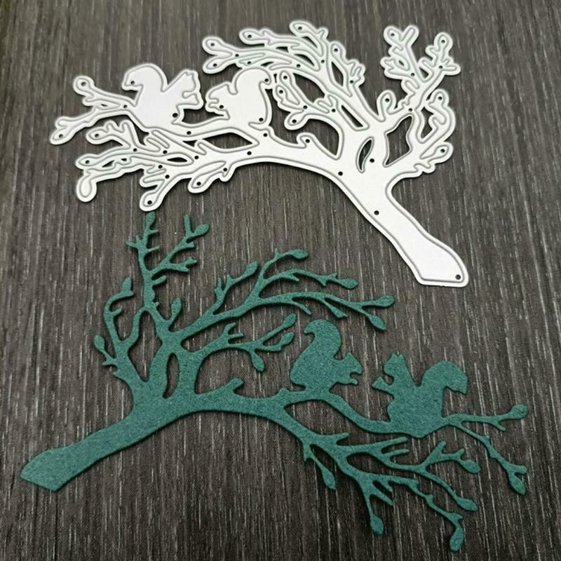 Tree Branches Leaves Brid Metal Cutting Dies Stencil DIY Embossing Template Mold