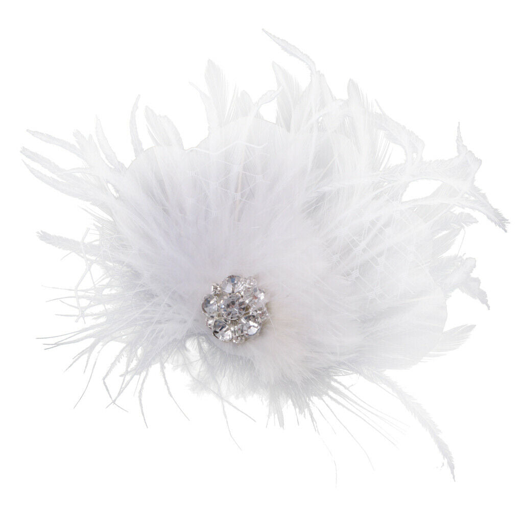 Wedding Party Women Lady Feather Hair Clip Brooch Fascinator Headpieces