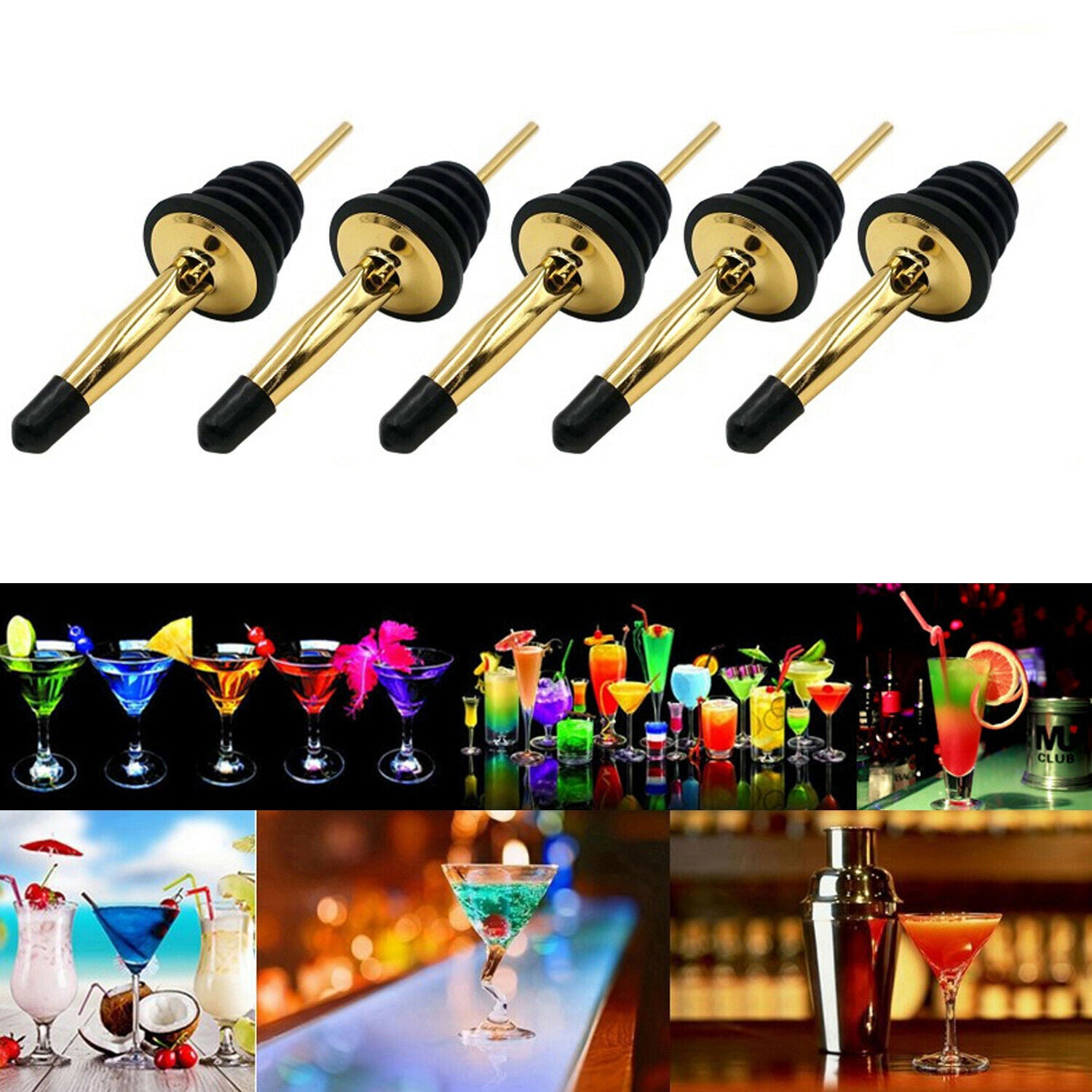 10pcs Liquor Pourer Free Flow Wine Bottle Pour Spout Stopper for Bar Home Party