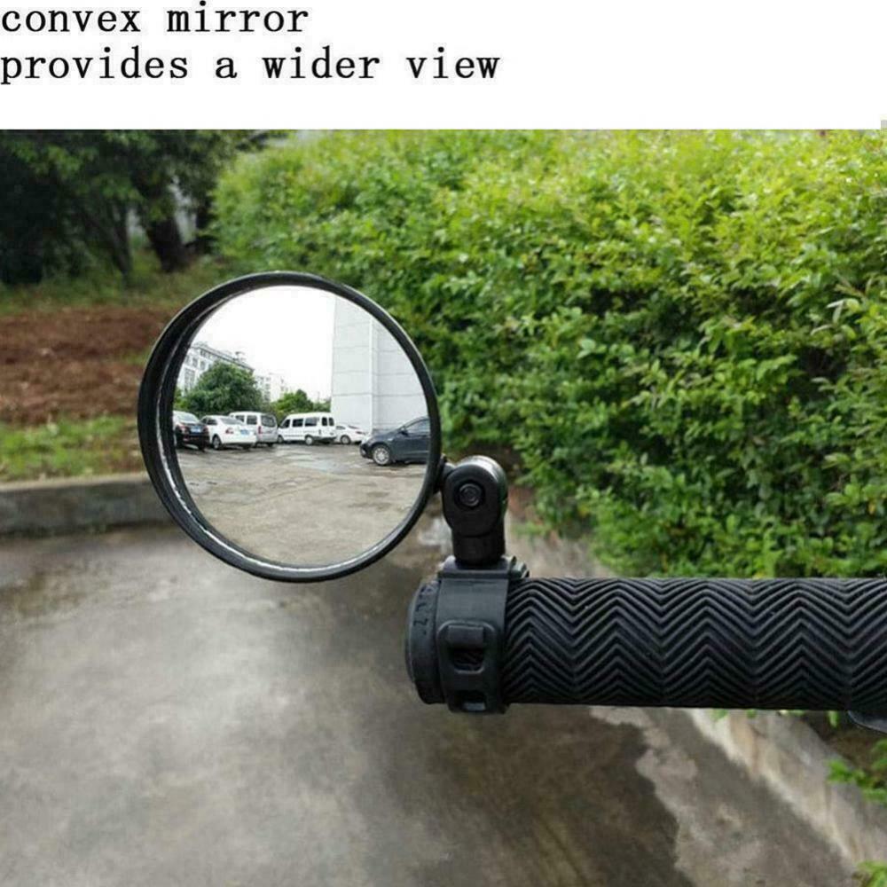 2-part flat adjustable bicycle rearview mirror. Robust handlebar