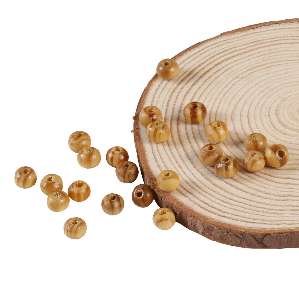 500 Pcs 6mm Natural Round Pine Strips Wooden Spacers Wooden Beads DIY Jewelry