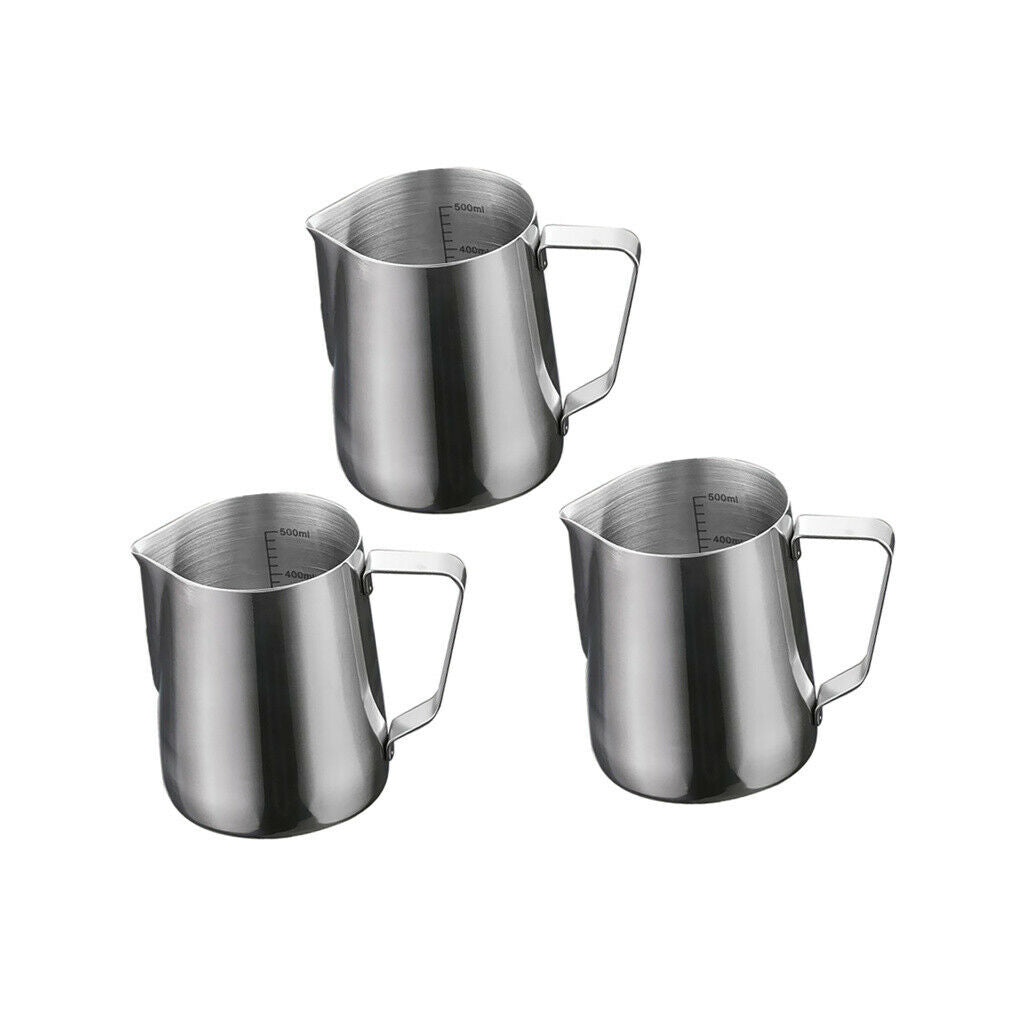 Set of 3 Milk Tea Coffee Jug with Scale Kitchen Utensil Milk Jug 600ml