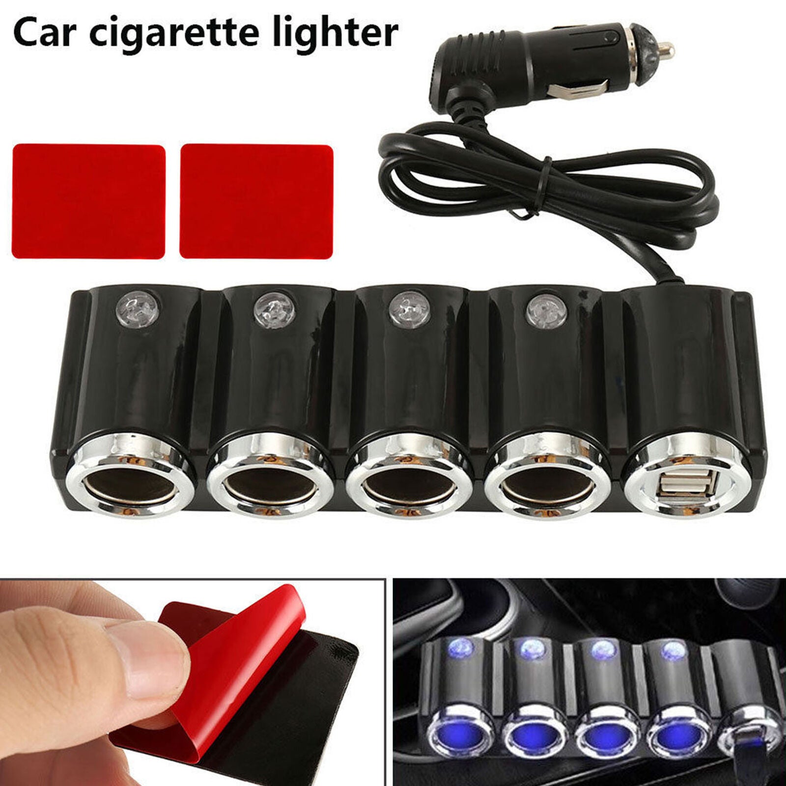 4 way Lighter Socket Splitter 12V Dual USB Charger Power Adapter Car y