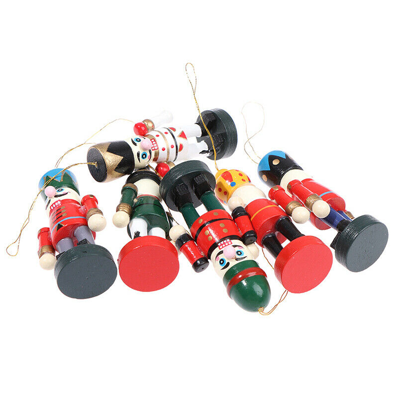 1Pcs 6cm Mini Wooden Nutcracker Soldier Christmas Tree Pendants Home Deco.l8