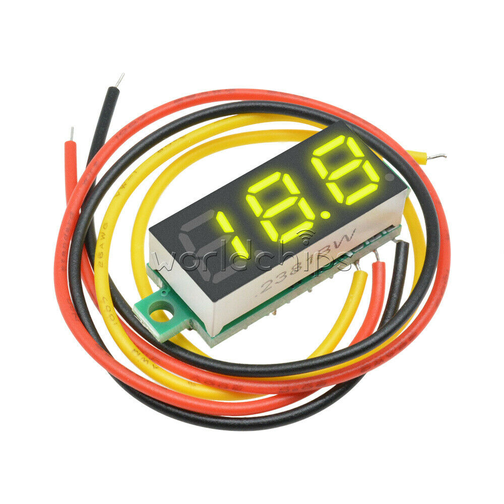Yellow 0.28" LED DC 0-100V Voltmeter Digital Display Voltage VOLT METER 3-Wires