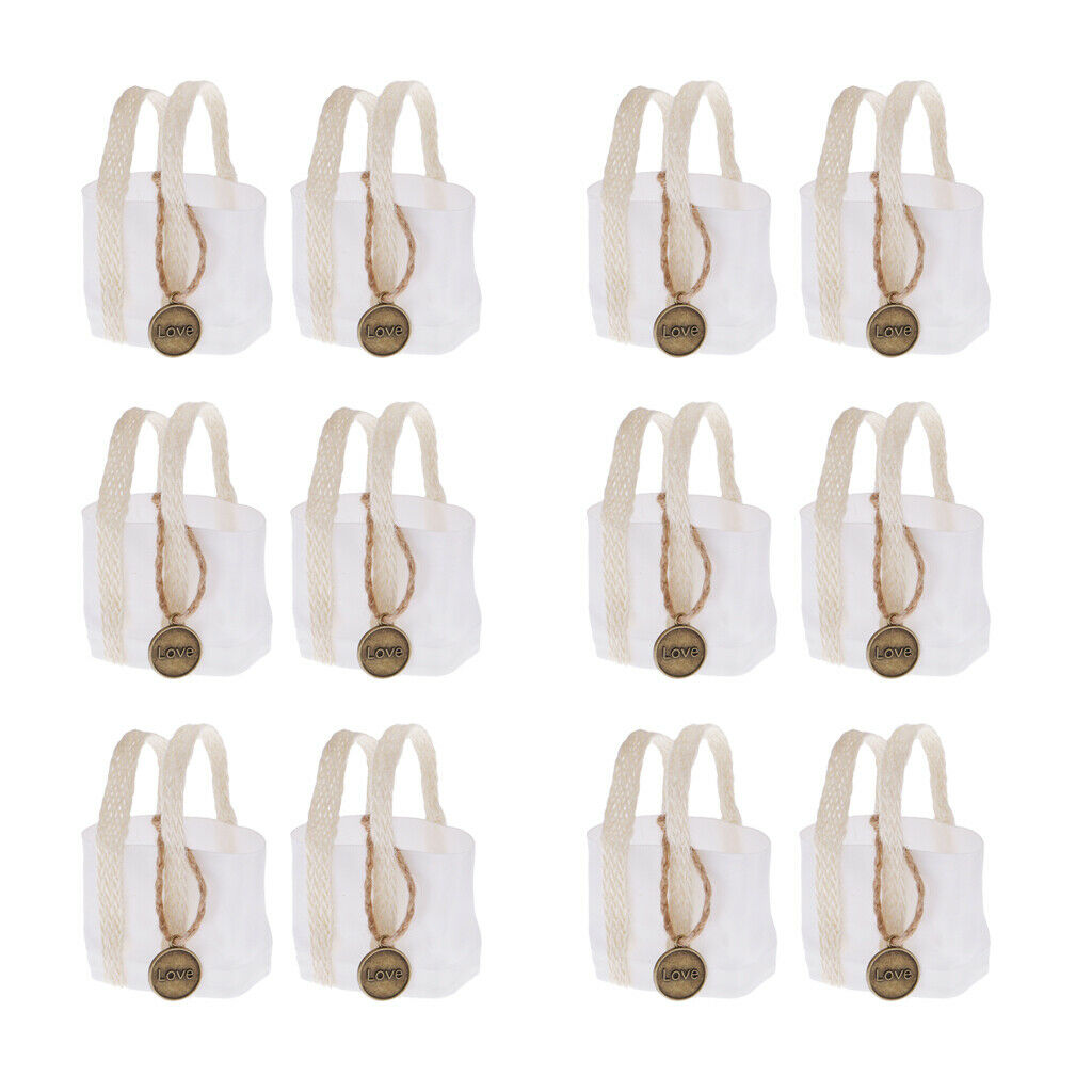 12pcs New Love Pendant Small Sweets Candy Bags with Handle Wedding Favor