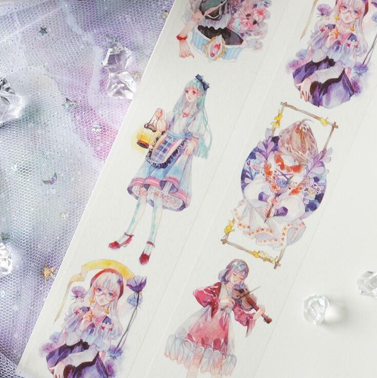1X Washi Paper Tape Girl watercolor illustrator decorative figures stickers 4cm