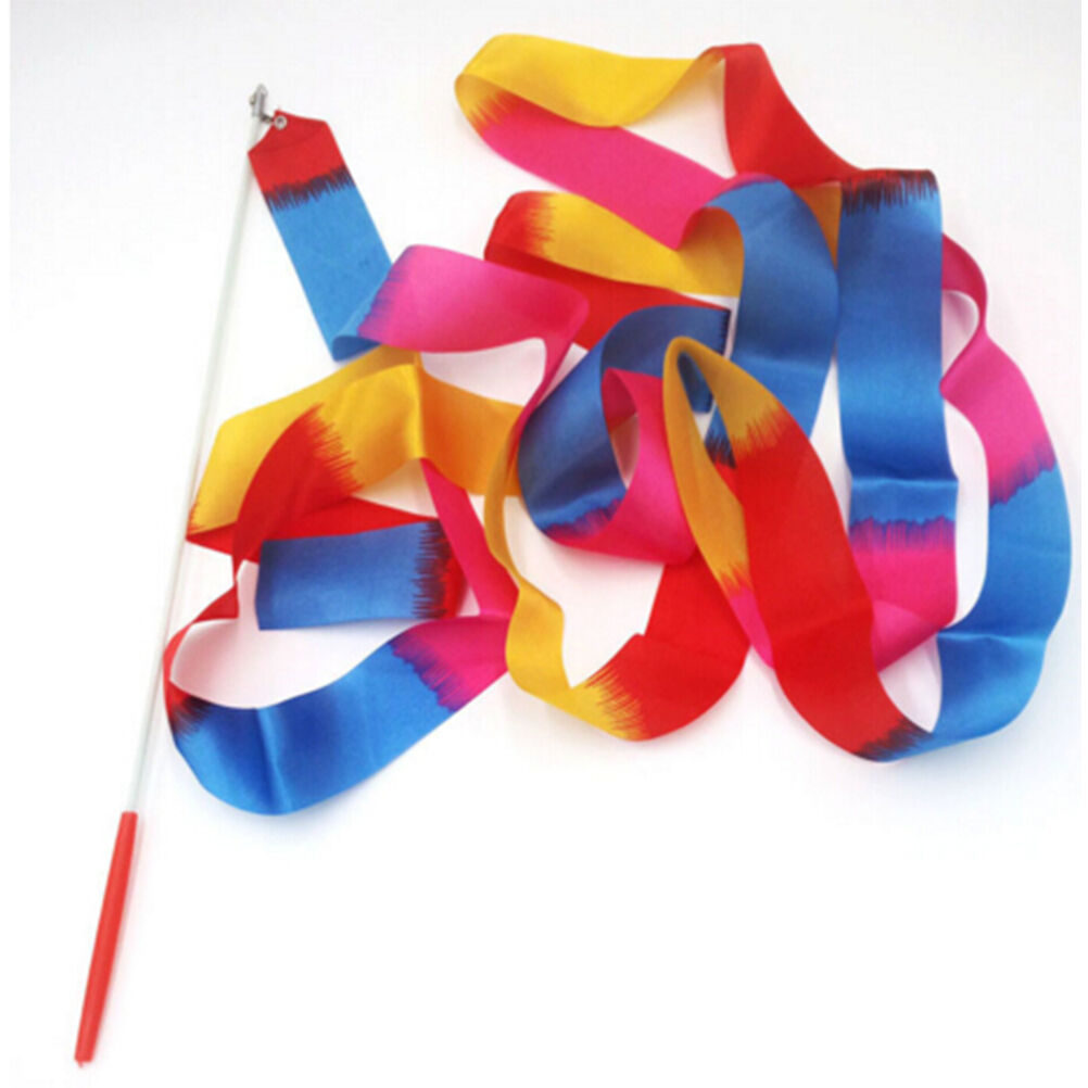 4m Kids Dance Ribbon Gym Rhythmic Art Gymnastic Ballet Streamer Twirling Rod  Re
