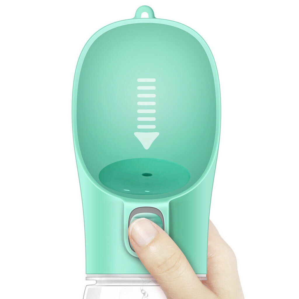 Dog Bottle Puppy Cat Drinking Food Dispenser Feeder for Walking Green