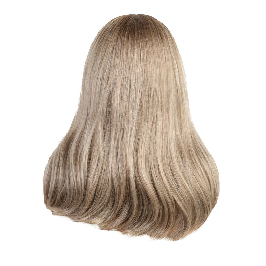 Shoulder Length Wavy Curly Fashion Blonde Wig for Daily Costume Ombre Blonde