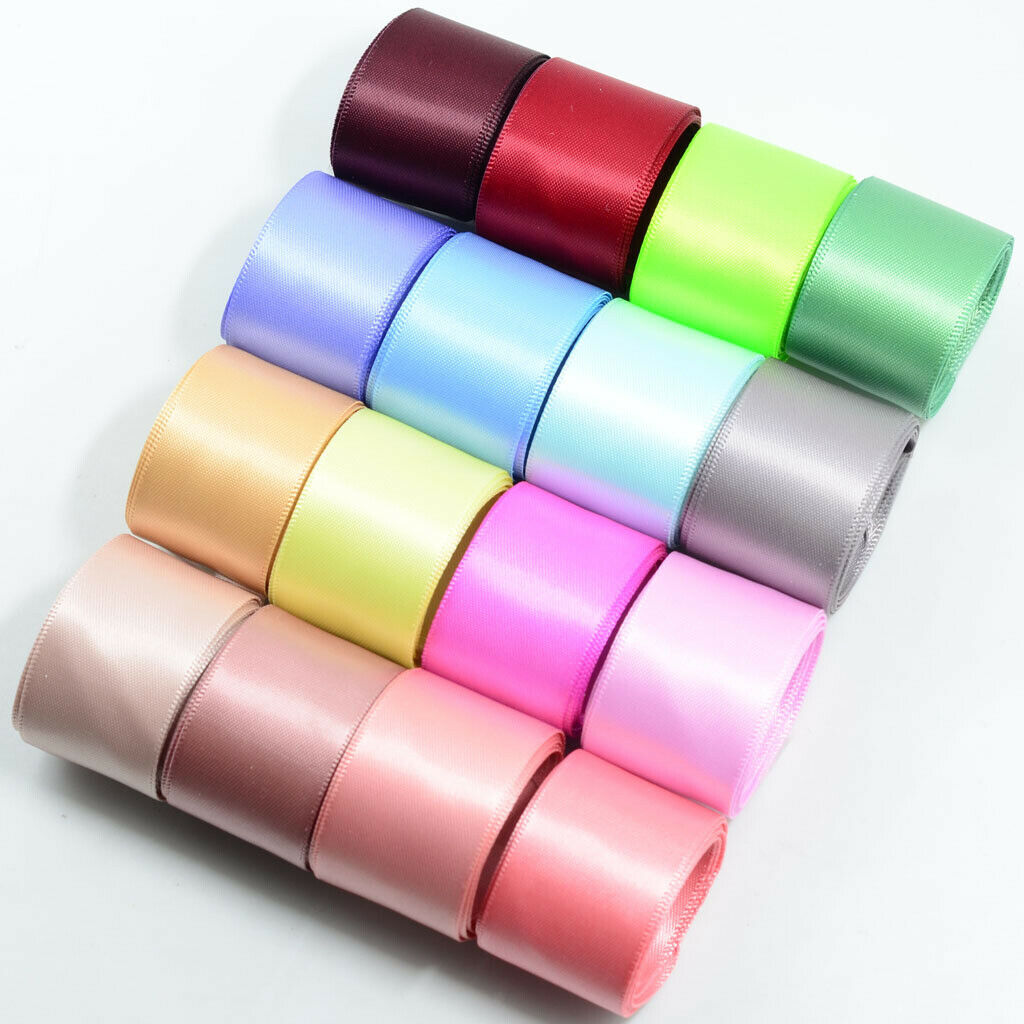16 Colored Double Sided Satin Ribbon Wedding Deco Ribbon Gift Ribbons 25mm