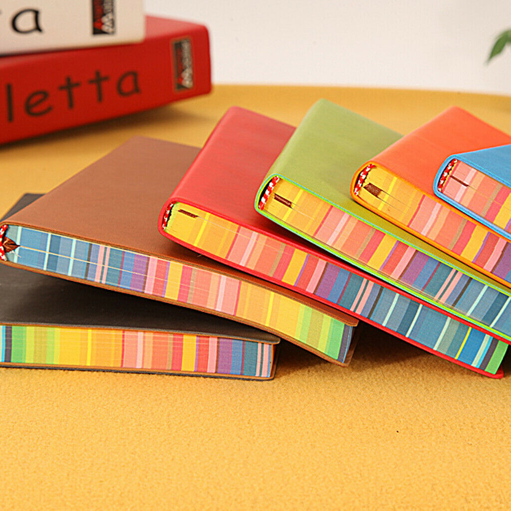 A5 Thickened Soft Cover PU Leather Notebook Rainbow Side Diary Book Orange