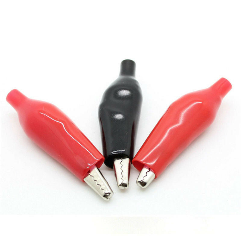 20Pcs Black Red Soft Plastic Coated Testing Probe Alligator Clip Power Clip SJ