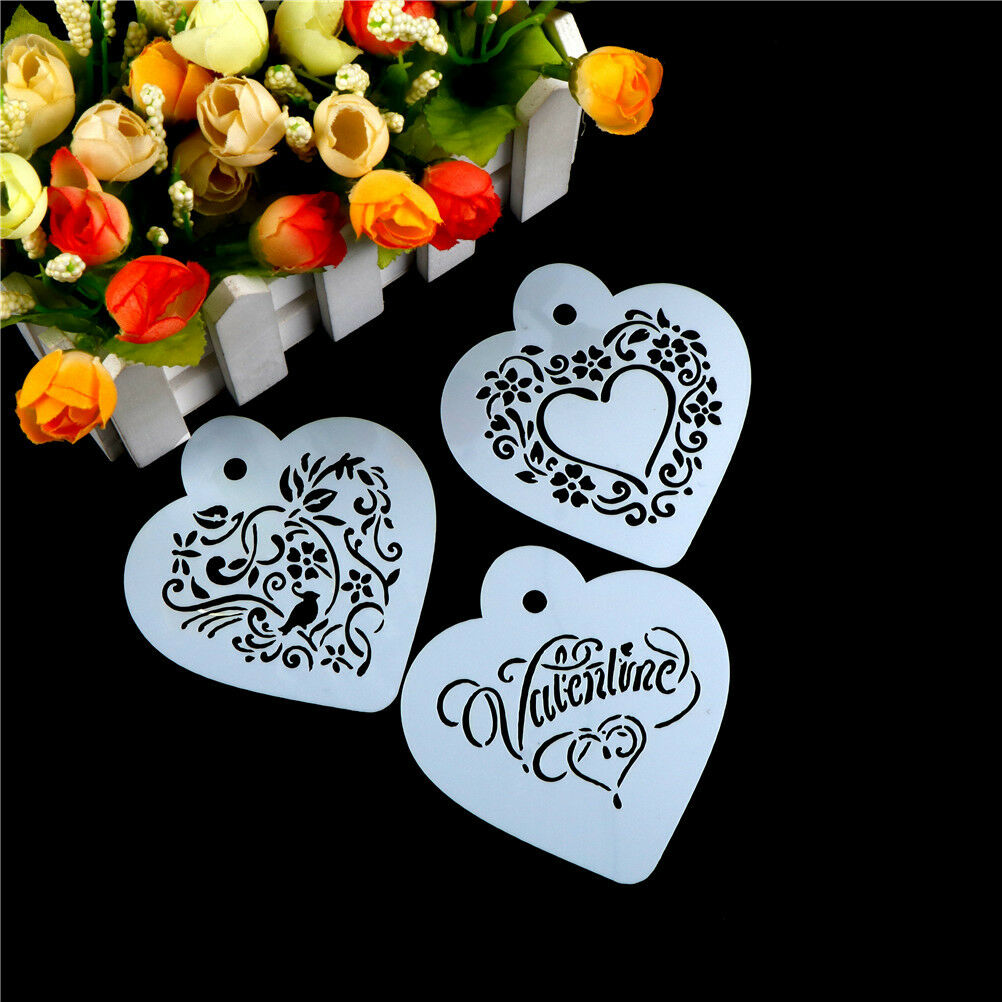 Valentine Cappuccino Coffee Stencils Cake Template Mold Strew Flowers To .l8
