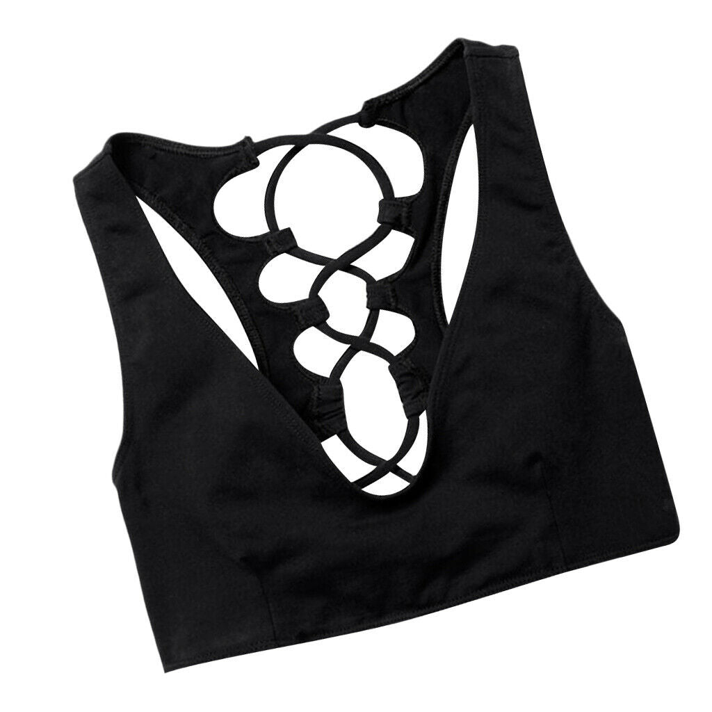 Women Stretch Sports Bra Athletic Vest Gym Fitness Cross Back Top XL Black