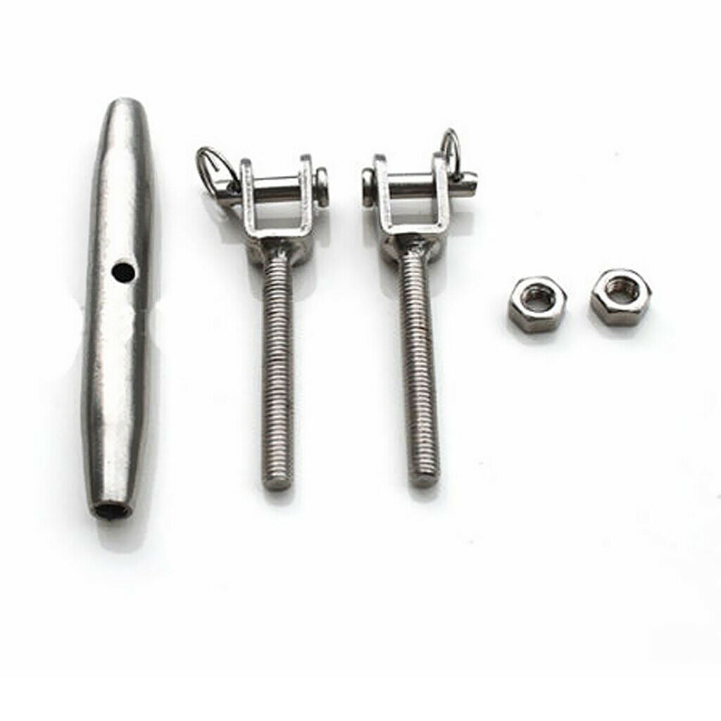 6 Pieces Stainless Steel Turnbuckle Jaw Wire Rigging Screw for Boat Yacht