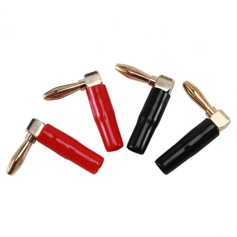 [4 Pack] Hi-end Copper Right Angle/90 Degree Screw Type Banana Plug / Speaker N7