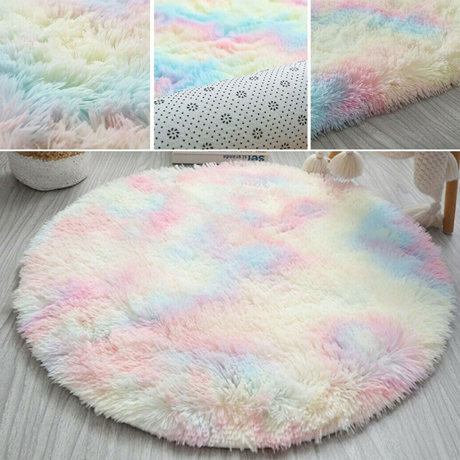 Circle Round Soft Shaggy Rug Kids Living Room Bedroom Carpet Floor Fluffy Mat