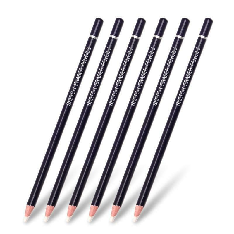 Set of 6 Prmeium White Eraser Pencils Set for Sketching Pencils Colored Pencils