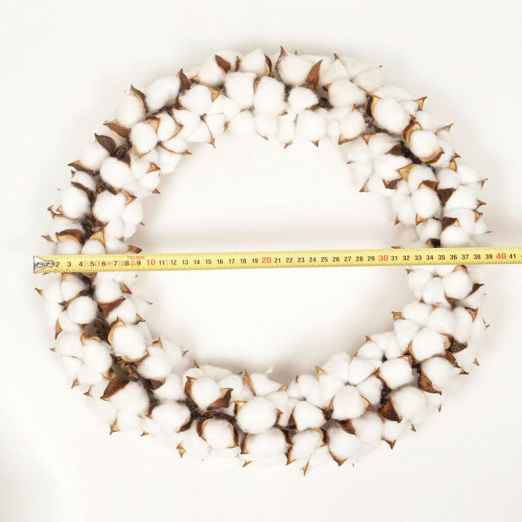 Cotton Wreath 16in Garland Door Farmhouse Wall Indoor Party Decor Photo Prop