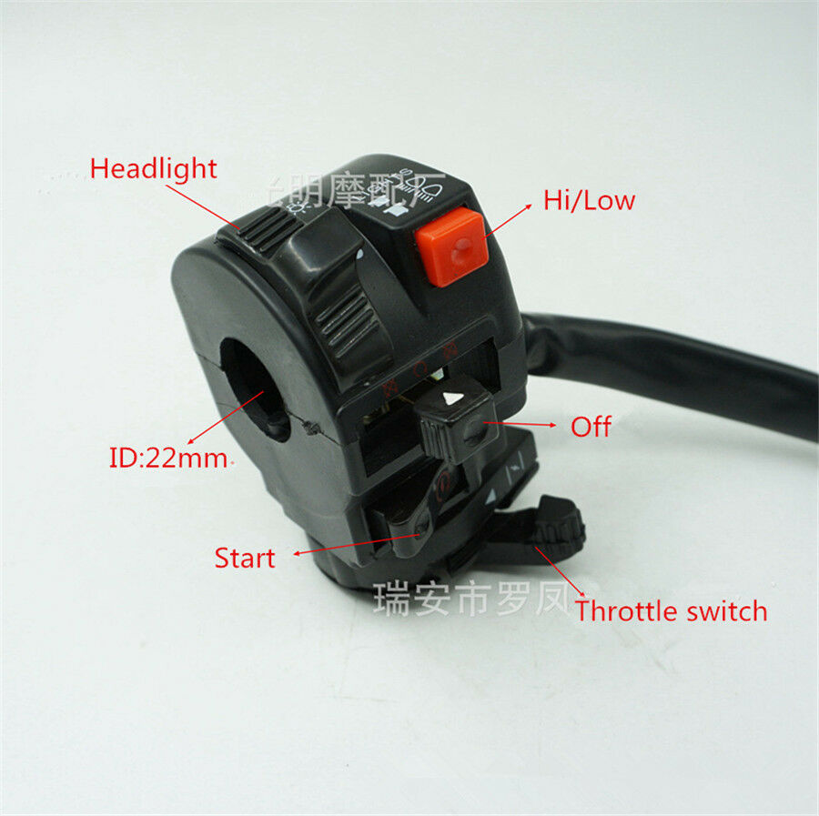 22mm 7/8"Motorcycle Handlebar Start Stop Headlight Hi/Low Throttle ON-Off Switch