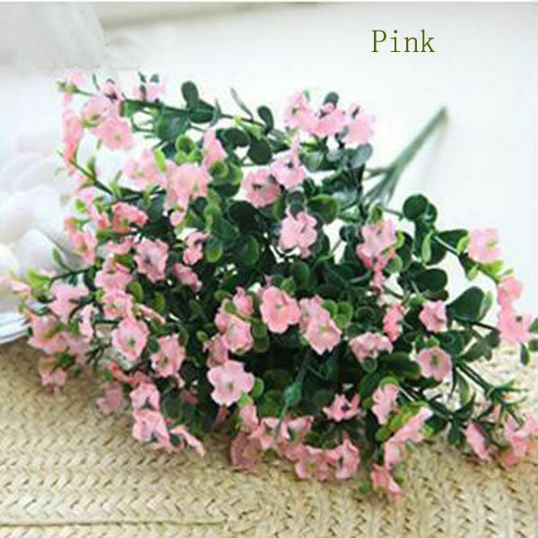 Set of 2, 7 Bundles Plastic Artificial Baby Breath Gypsophila Flower for Home