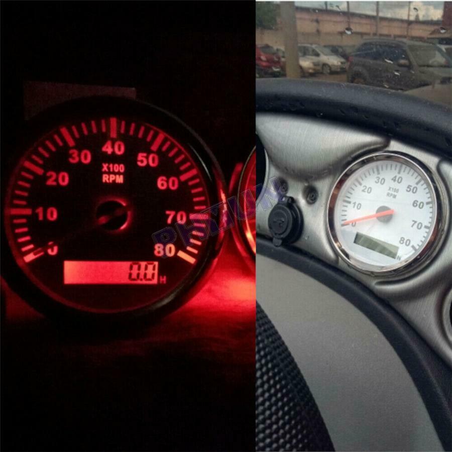 85mm Car Boat Tacho Gauge Meter Tachometer 0-8000 RPM Red LCD Display Waterproof
