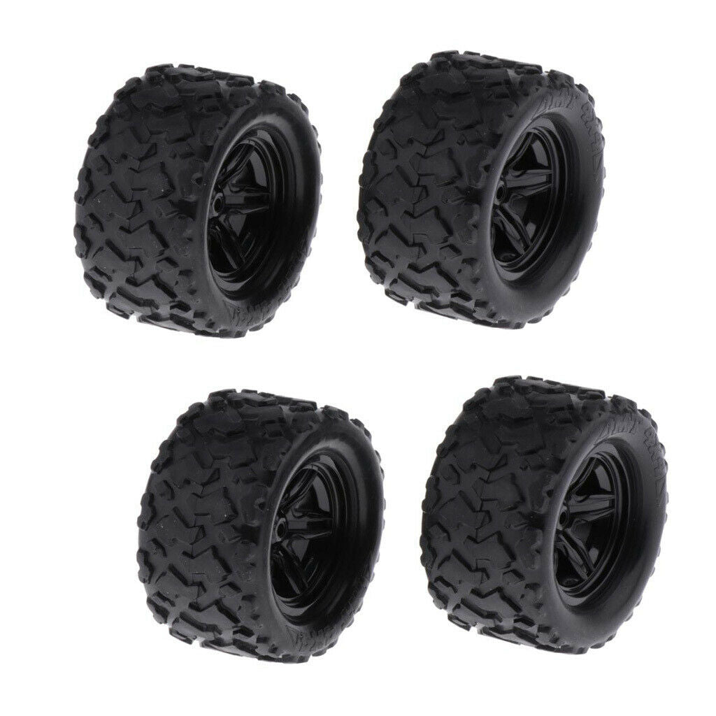 4-Pack Durable Plastic RC Car Racing Car Tyres Wheel and Rim RC Car Black
