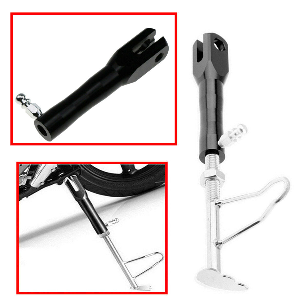 1 Pcs CNC Aluminum Alloy Adjustable Motorcycle Foot Kickstands Wear-resistant