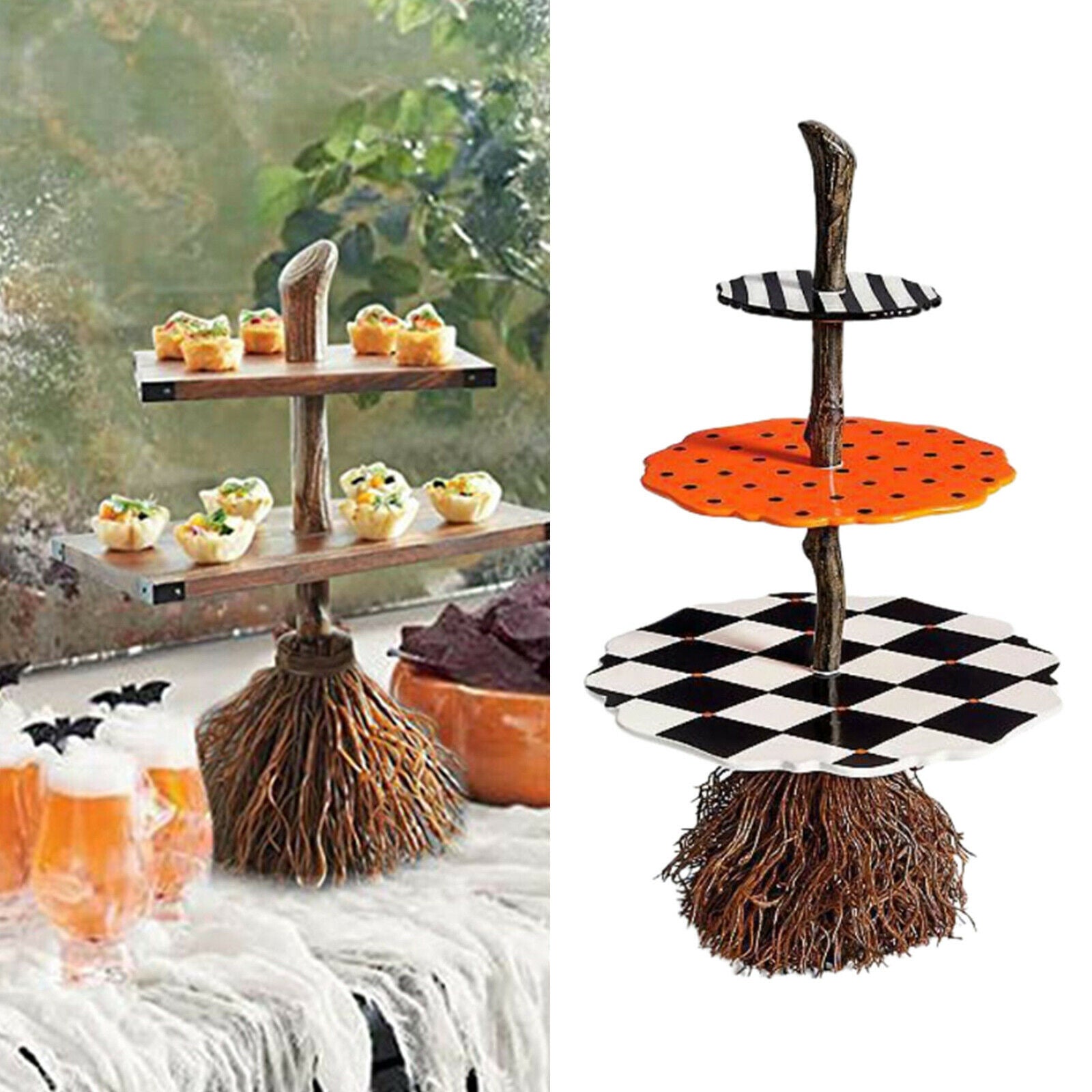 3-Tier Halloween Snack Stand Plastic Cupcake Dessert Plates Fruit Display