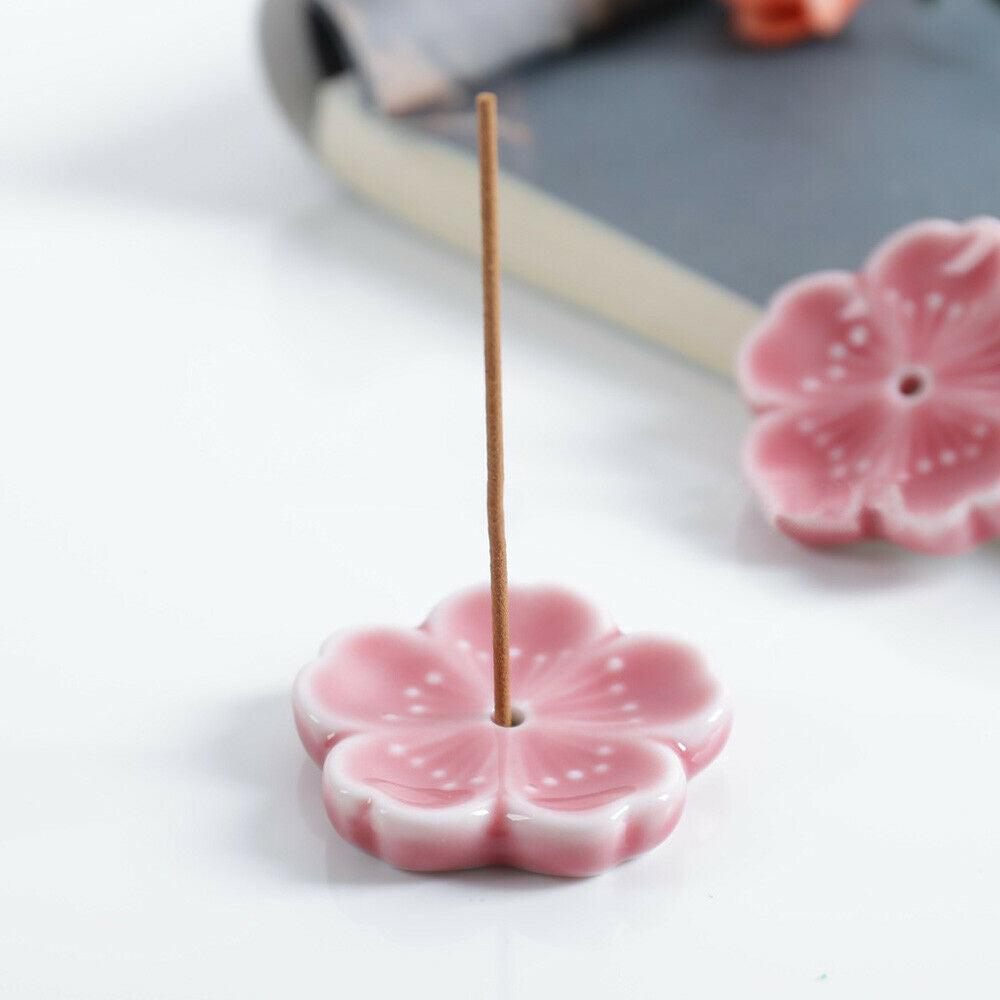 1 Pair Ceramic Cherry Blossom Incense Burner Stick Holder Censer Chopstick Stand