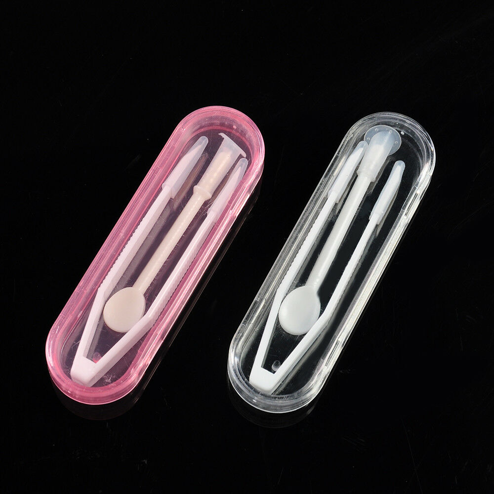 2 Boxes Contact Lens Tweezers Stick Inserter Remover Soft Tip Storage Case Set