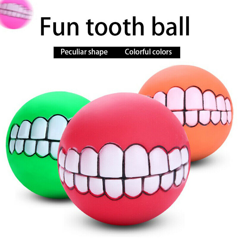 Rubber Dog Toys Squeaky Cleaning Tooth Dog Toys Ball Bite Resistant Pet S.l8