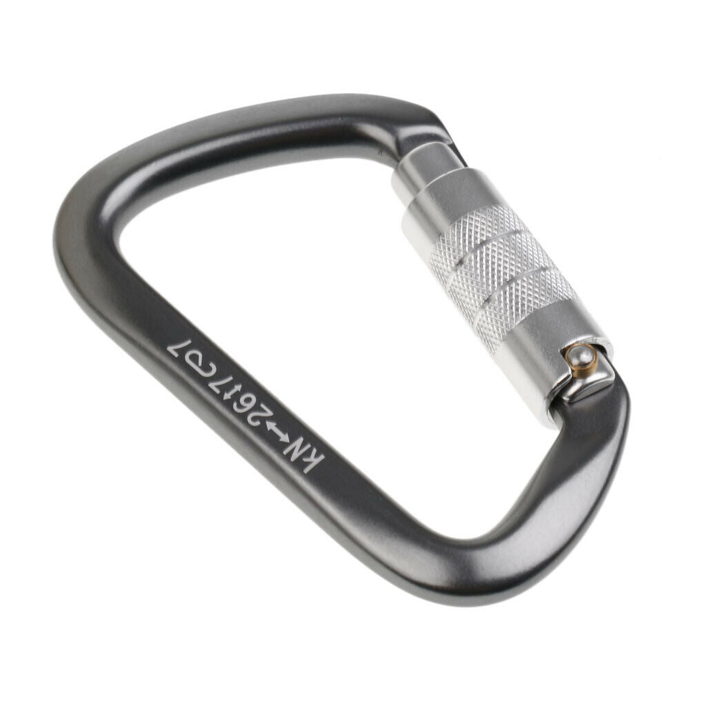 26KN Auto Lock D Shape Carabiner Outdoor Rock Climbing Caving Gear Equipment