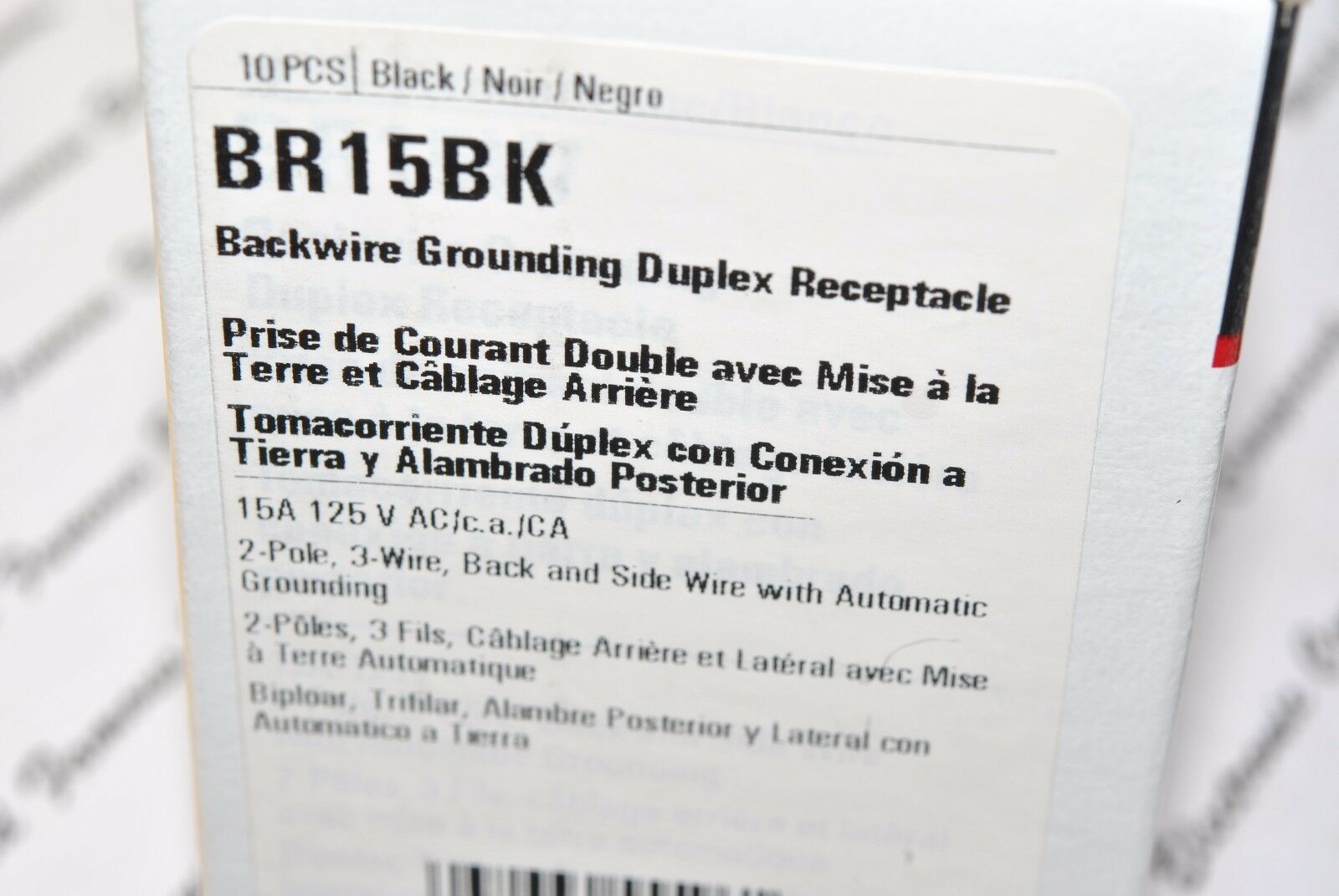 1pcs- COOPER BR15BK 15A 125V NEMA 5-15 Commercial Grade Duplex Back Receptacle