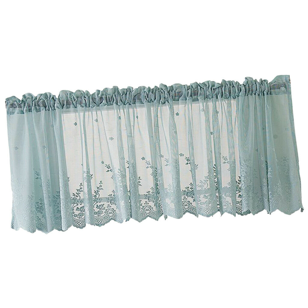 Pack 2 Embroidered Voiles Panel Kitchen Window Valances Decorative 54x24inch