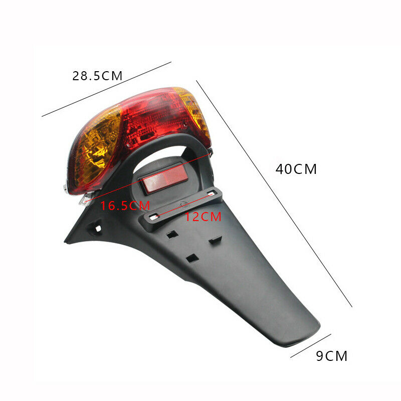 Motorcycle Scooter Bike Rear Fender Mud Guard w/ Tail Brake Lamp Assembly Splash