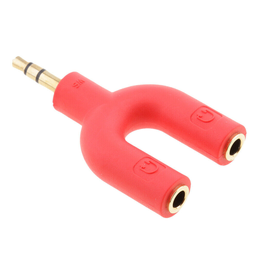 2Pcs 3.5mm Earphone Adapter Plug,U Shape Double Jack Stereo Headphone Splitter