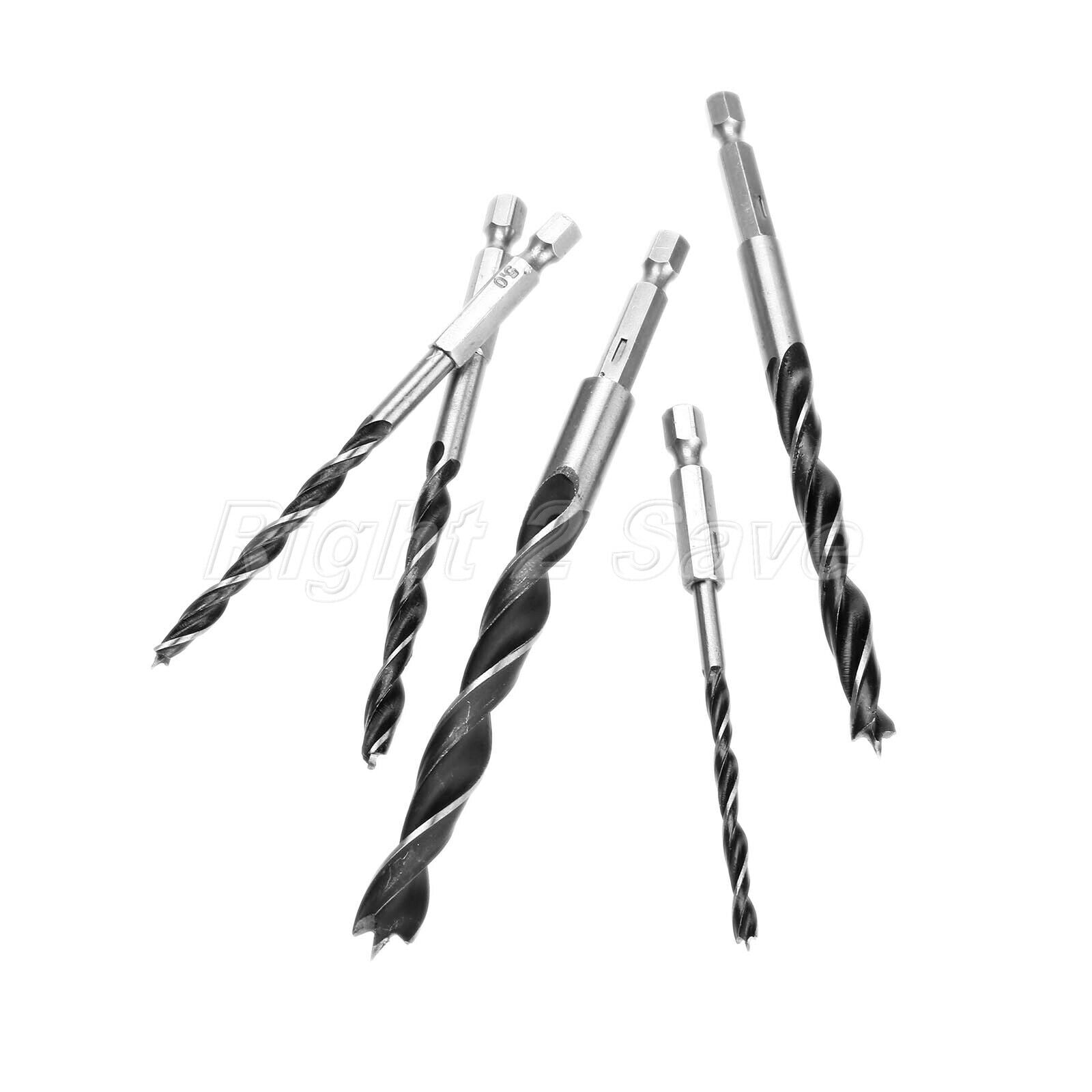 5pc 4mm-10mm Wood Screw Chamfer Countersink Drill Bit Woodworking Tool Hex Shank