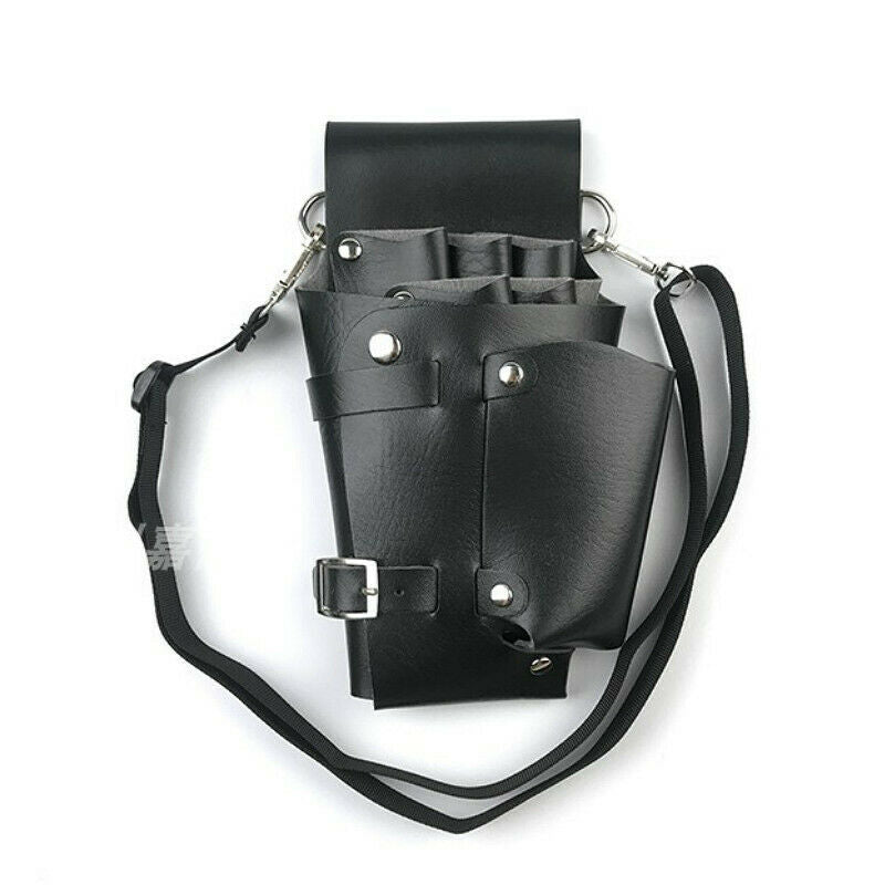 Hairdresser Scissor Holster Barber Tool Belt Bag Pu Leather Pouch Case Black