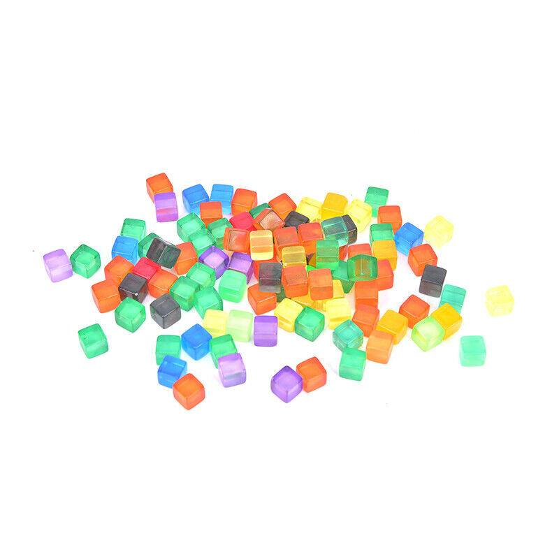 100Pcs 8mm Square Corner Colorful Crystal Dice Chess Piece Right Angle Dic r Tt