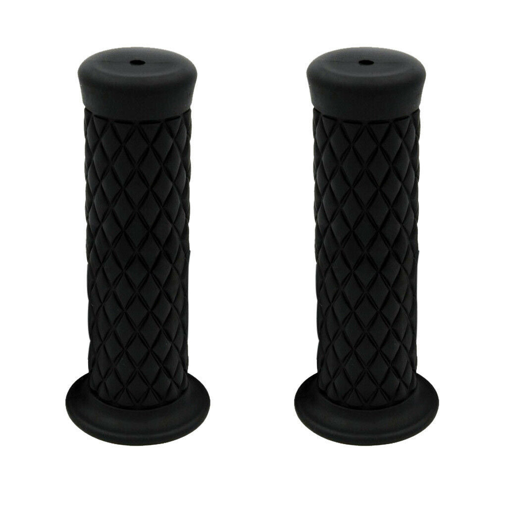 2 Pair Motorcycle Retro Handle Bar Handlebar Grips Yellow & Black