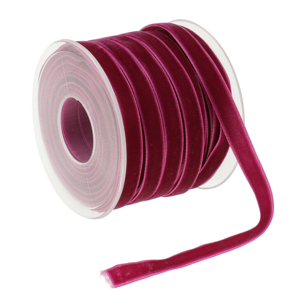 20 Yard Decorative Velvet Ribbon Headband Clips Bow Decoration Craft fuchsia