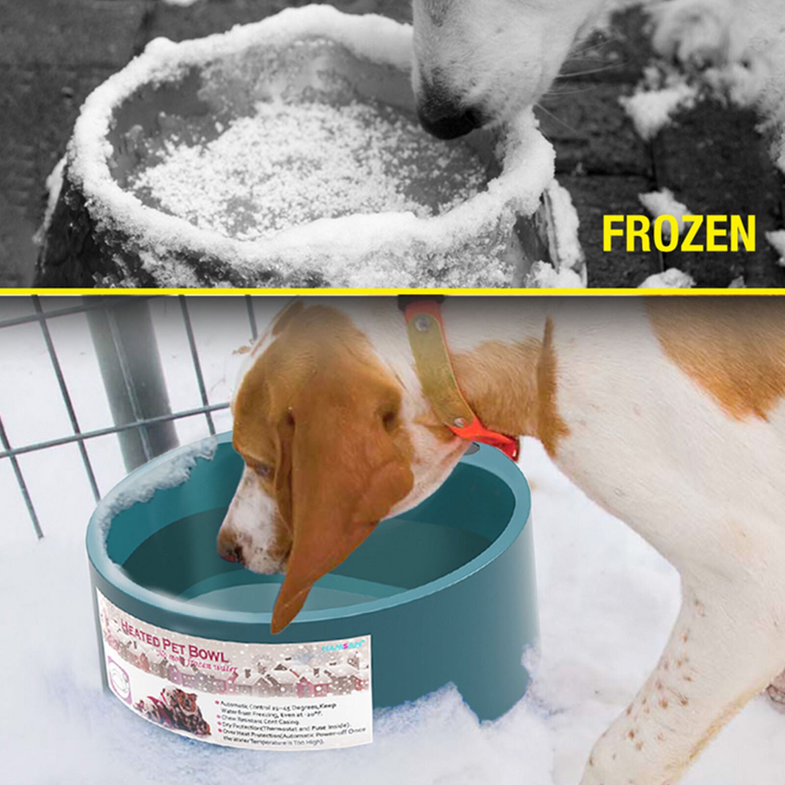 EU Plug Electric Heated Drinking Bowl Dog Pets Heated Food Water Dish Safe Bowl