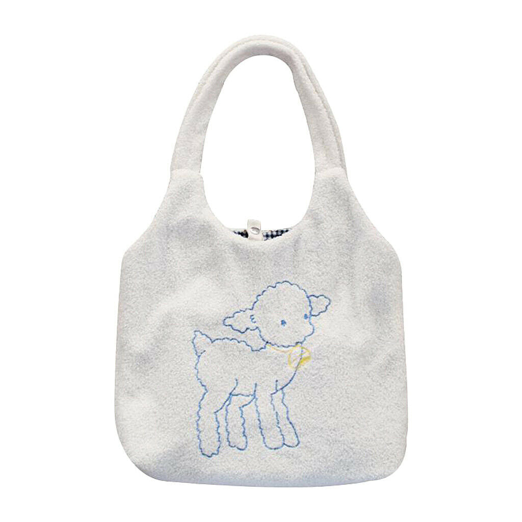 Soft Shoulder Bag Women Winter Shopping Warm Tote Crossbody Bag Satchels White