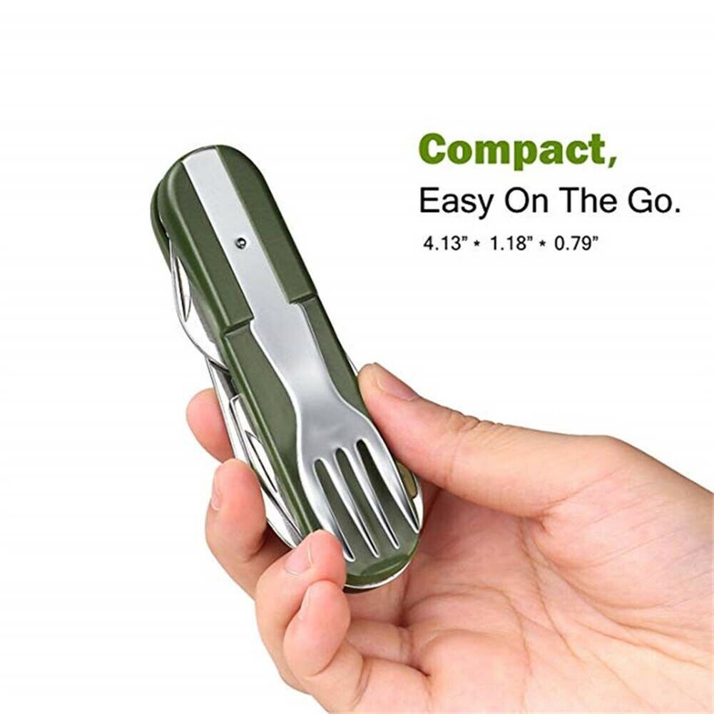 Outdoor Folding Tableware Spoon/Fork Multi Hiking Camping Utensil Reusable Set